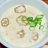 蓮根とネギの豆乳スープ